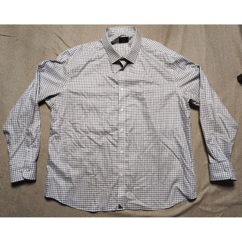 Untuckit Shirt Mens 3XL White Check Long Sleeve Button Up Morando Wrinkle Free